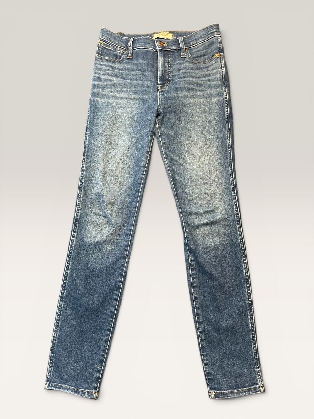 Madewell 10” High Rise Skinny Jeans in Medium Indigo Wash – Whiskered & Faded